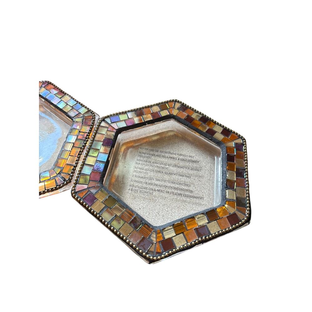 PartyLite Global Fusion mosaic glass candle plate